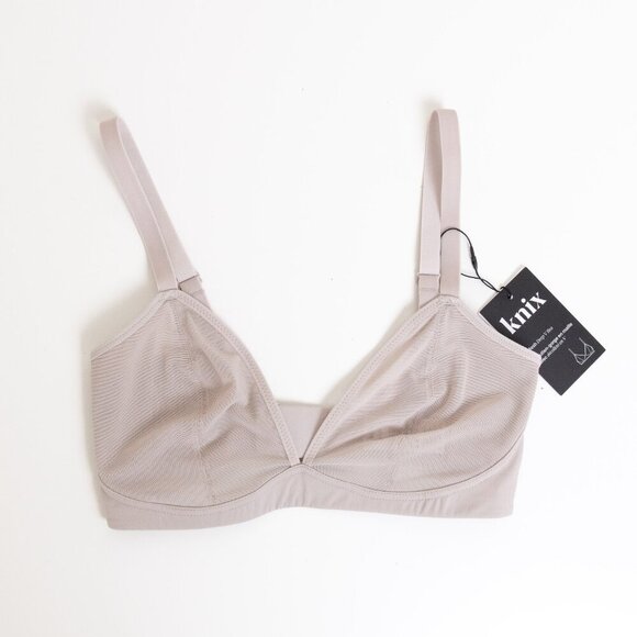 ✨ Knix Mesh Deep V Bra Oyster Nude S++ - Picture 3 of 13